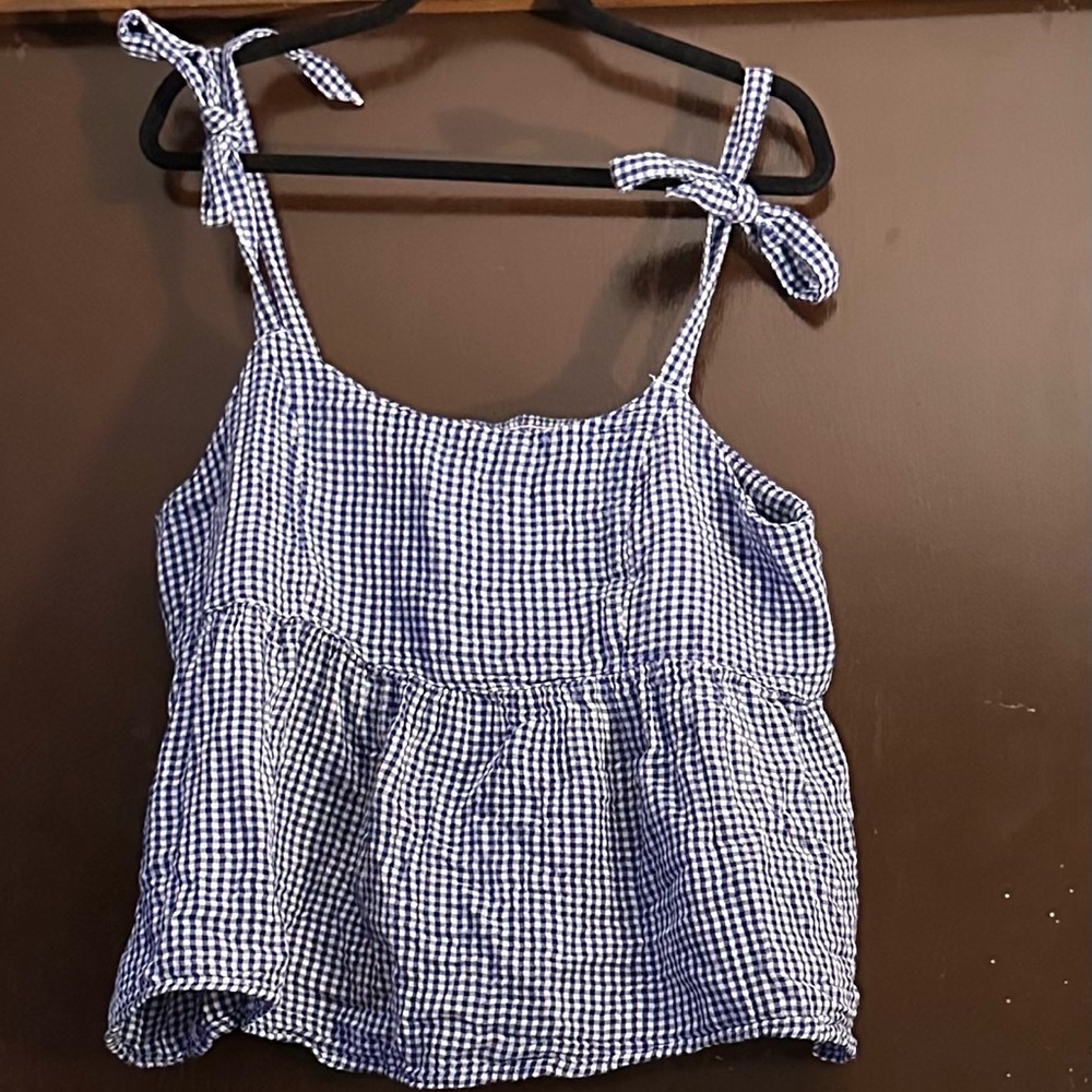 Old Navy Blue and White Smocked Camisole Top